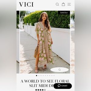 Vici Floral Slit Midi Dress
